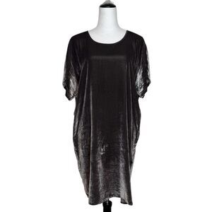 Madewell Silk Velvet Dress Size L Gray Bow Tie Back Whimsigoth Goblin Grunge Y2K